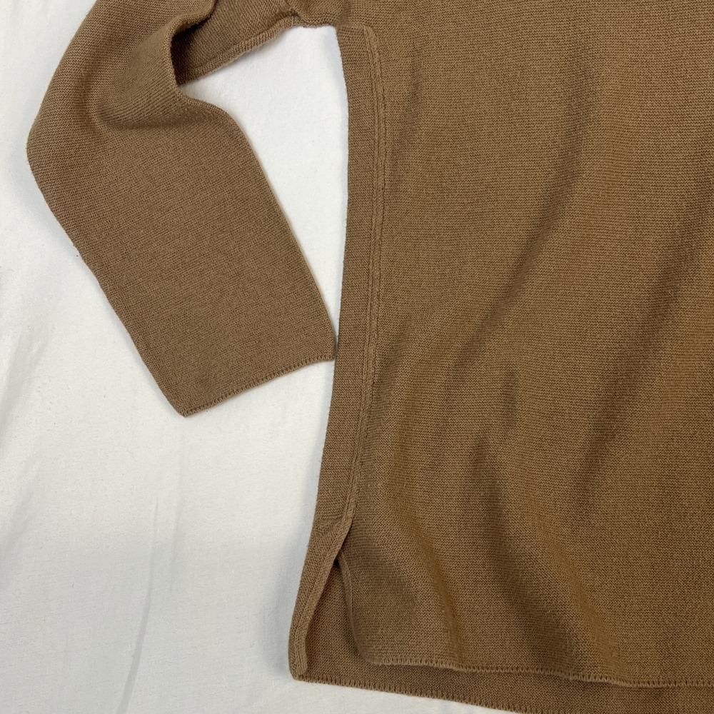 J. Jill Womens Medium Brown Cotton Knit Crewneck Long Sleeve Sweater Side Slit - Picture 4 of 7
